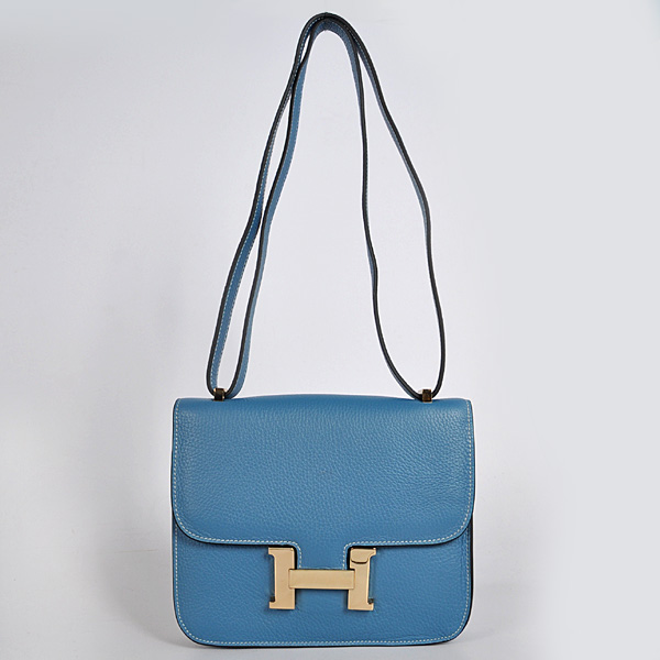 8888MBG Hermes Constance Bag in pelle clemence in Medium Blue wit